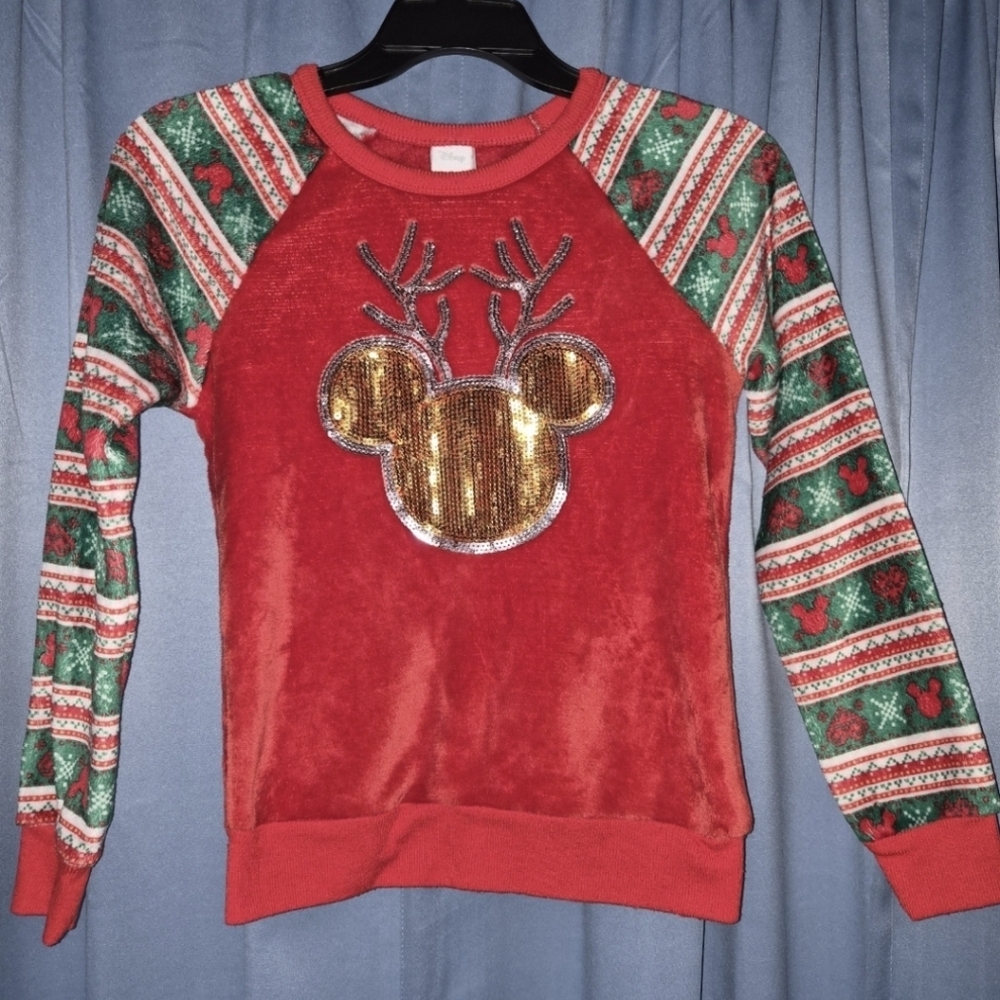 Disney Mickey Mouse Reindeer Sequin Christmas Sweatshirt
